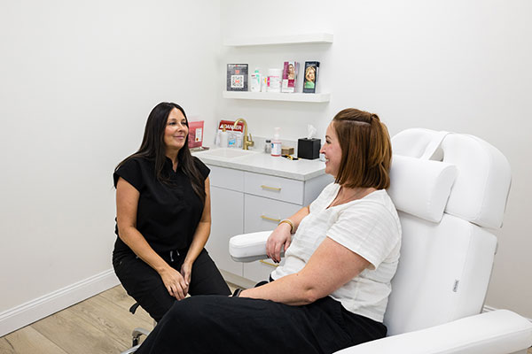 woman receiving a consultation